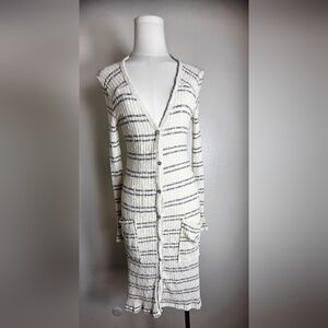 By Together Cream and Black Striped Cardigan